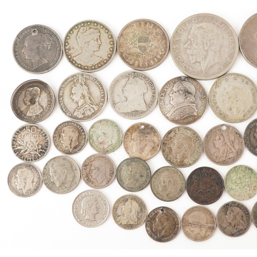 2110 - 19th century and later British and continental silver coins including half crowns, shillings and Sou... 