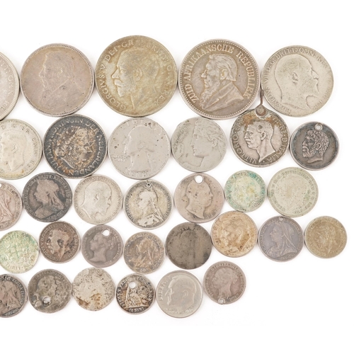 2110 - 19th century and later British and continental silver coins including half crowns, shillings and Sou... 