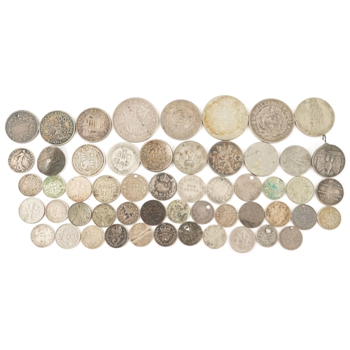 2110 - 19th century and later British and continental silver coins including half crowns, shillings and Sou... 