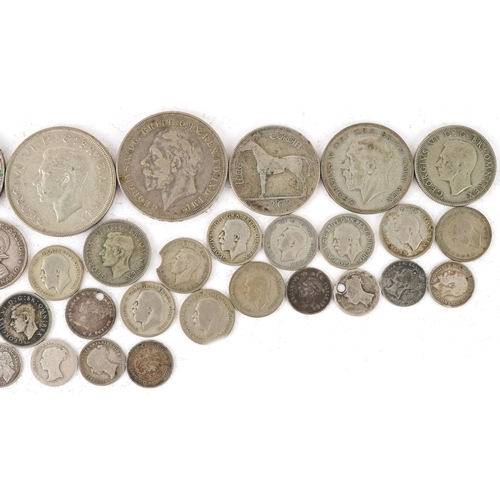 2106 - 19th century and later silver coinage including Rocking Horse crown, Gothic florins and Irish 1928 h... 