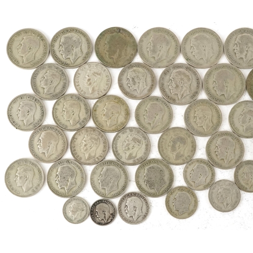 2120 - Pre 1947 silver coinage including half crowns, florin and shillings, weight 572.0g