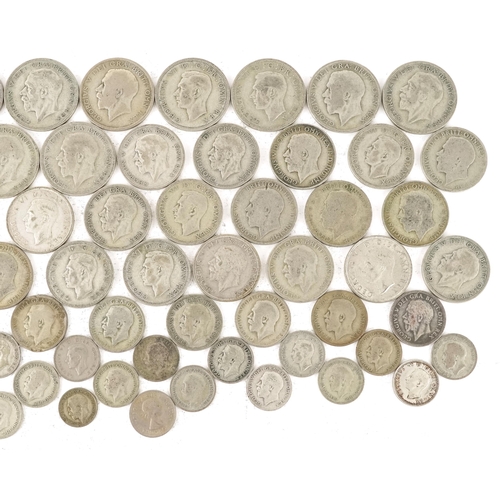 2126 - Pre 1947 silver coinage including half crowns, florins and shillings, weight 574.7g