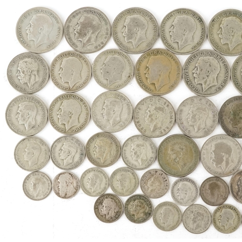 2125 - Pre 1947 silver coinage including half crowns, florin and shillings, weight 507.9g