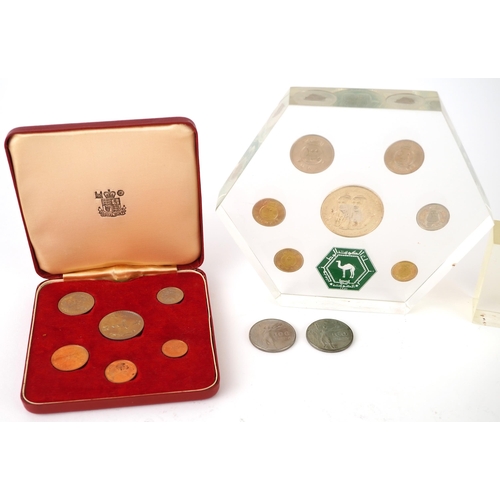 2117 - Islamic, including Kuwaiti coins, some encased in Perspex, including a boxed set to include Gulf Int... 