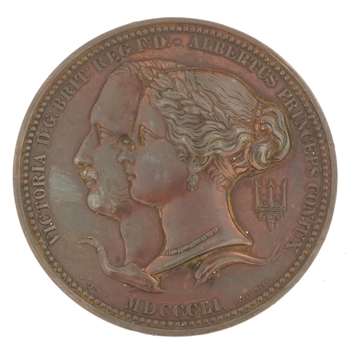 2098 - Large Great Exhibition Hyde Park 1851 prize medal depicting Queen Victoria and Prince Albert by W. W... 