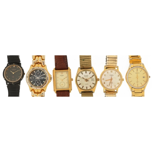 3362 - Six vintage and later gentlemen's wristwatches including Rotary, Sekonda and Accurist