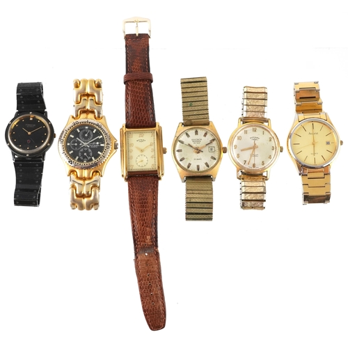 3362 - Six vintage and later gentlemen's wristwatches including Rotary, Sekonda and Accurist