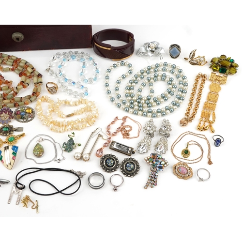 3380 - Antique and later jewellery, some silver, including pair of micro mosaic earrings, cufflinks, Bakeli... 