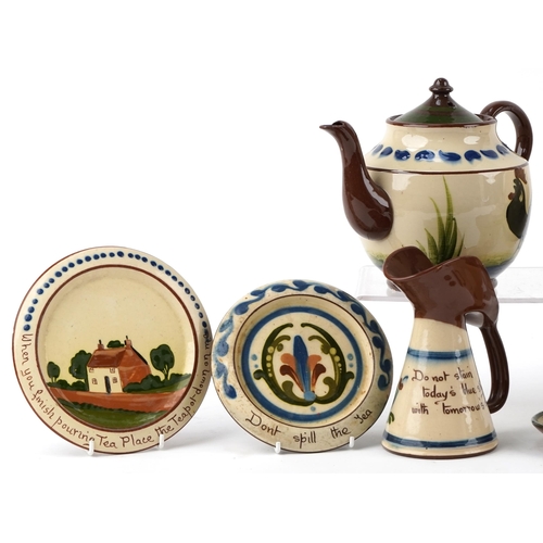 1158 - Small collection of Motto Ware pottery including teapots, jugs and bowls