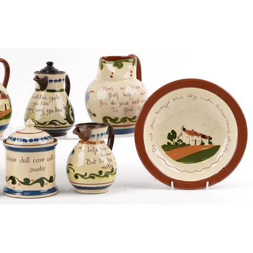 1158 - Small collection of Motto Ware pottery including teapots, jugs and bowls