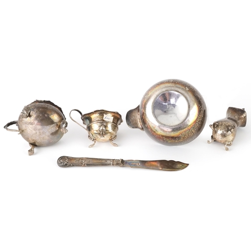 417 - Mixed group of silver and plate including a silver pepper caster by Mappin & Webb, a silver mustard,... 