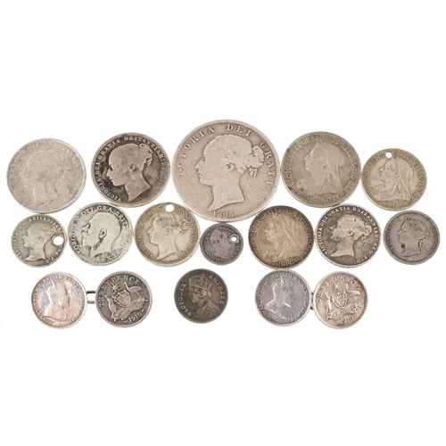 2090 - Victorian and later silver coins and a pair of silver coin cufflinks