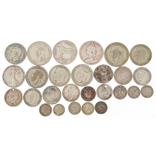 2088 - 19th century and later silver coins, mainly British, including half crowns, florins and an Irish 192... 