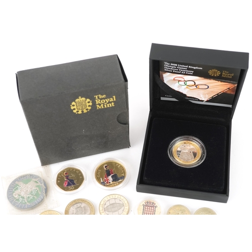 2170 - Decimal coinage including 2008 United Kingdom Olympic Games Handover Ceremony silver proof two pound... 