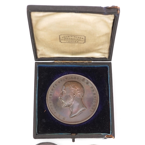 2164 - 19th century and later coronation and commemorative medallions including a large boxed bronze medall... 