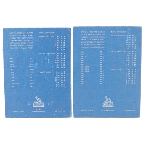 2172 - Two blue Swedish coin albums containing 19th century and later coins