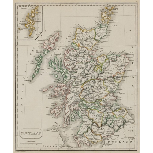 2472 - J. C. Russell - Map of Scotland, coloured engraving, framed and glazed, 25cm x 22cm, together with a... 