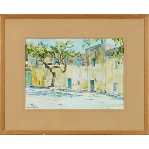 3517 - Peter Berrisford - Italian street, early 20th century watercolour on paper, framed and glazed, 35cm ... 