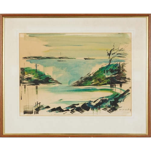 3552 - Alfred Birdsey, Bermuda (1912 -1996) - Coastal scene, mid 20th century watercolour on paper, framed,... 