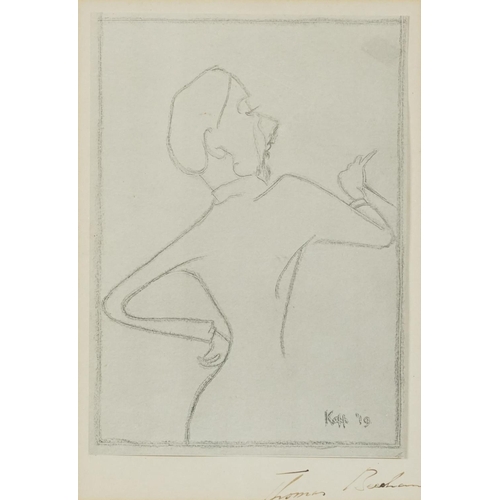 3615 - Edmond Xavier Kapp - Portrait of Thomas Beecham, 20th century print, indistinctly signed, applied to... 