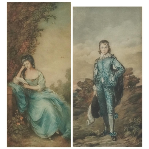 3513 - Full length portraits of a lady and gentleman, pair of 19th century colour engravings, framed and gl... 