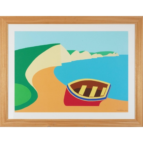 3622 - Stan Rosenthal - Pembrokeshire coastline, signed editioned print 15/75, framed and glazed, 70cm x 50... 