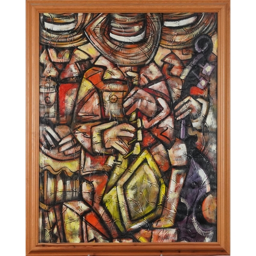 3541 - Lázaro Alejandro Hernández Pérez - Abstract composition, late 20th century oil on canvas, framed, 71... 