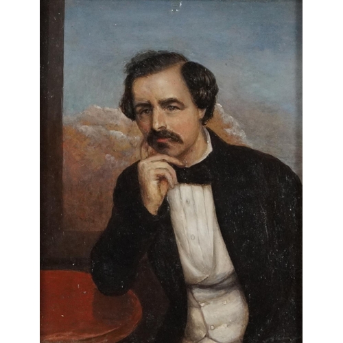 3583 - Half length portrait of a gentleman, 20th century oil on board, framed, 17cm x 13cm