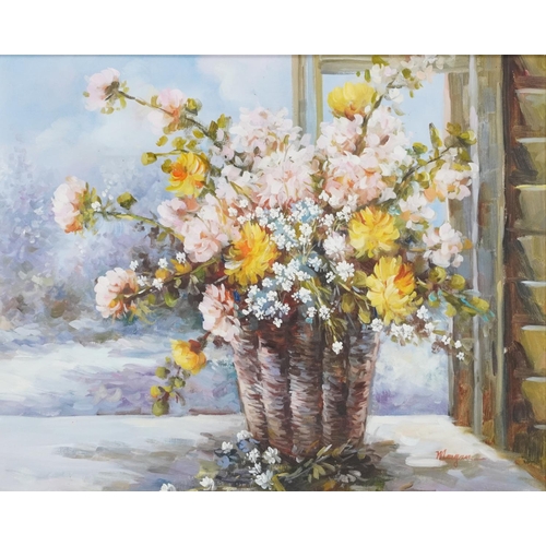 3540 - Morgan - Still life flowers in a vase, oil on canvas, framed, 50cm x 40cm