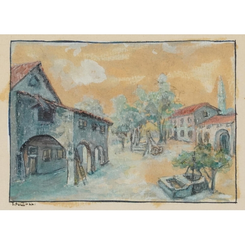 3562 - Tito Gobbi - Italian village scenes, a pair of mid 20th century mixed media landscapes, each signed,... 