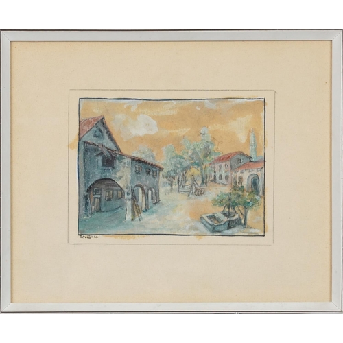 3562 - Tito Gobbi - Italian village scenes, a pair of mid 20th century mixed media landscapes, each signed,... 