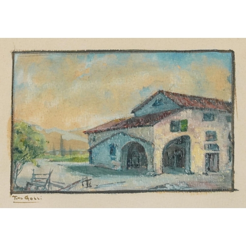 3562 - Tito Gobbi - Italian village scenes, a pair of mid 20th century mixed media landscapes, each signed,... 