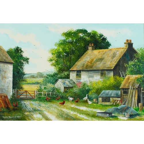 3491 - Derek C. Baulcomb, 2002 - Farmyard scene, oil on board, framed and glazed, 50cm x 34cm