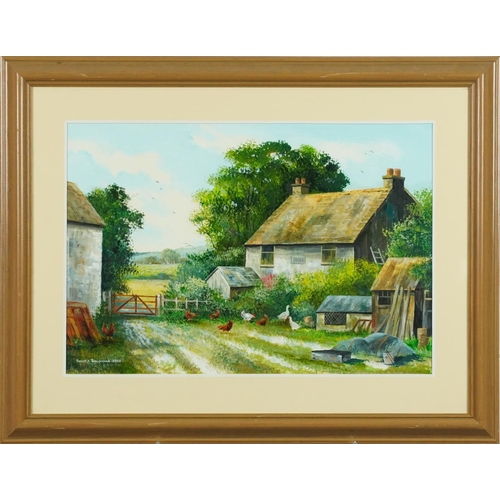 3491 - Derek C. Baulcomb, 2002 - Farmyard scene, oil on board, framed and glazed, 50cm x 34cm