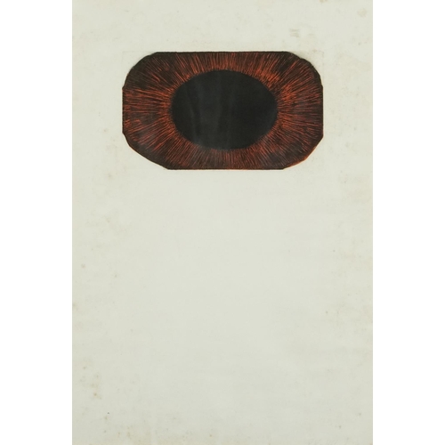 3546 - Attributed to Peter Kalkhof (1933-2014) - Abstract composition of an eye, wood block print, signed l... 