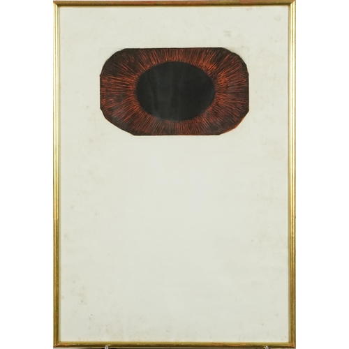 3546 - Attributed to Peter Kalkhof (1933-2014) - Abstract composition of an eye, wood block print, signed l... 