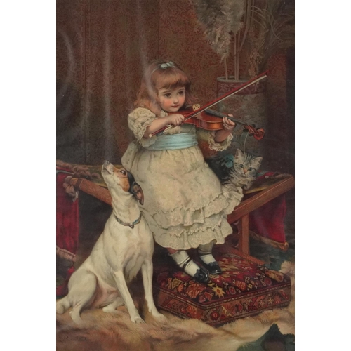 3568 - After C. Burton Barber - Symphony, late 19th century colour print, in a maple frame, 69cm x 47cm