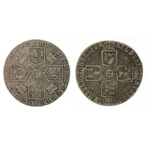 2152 - George II 1758 silver sixpence and George III 1787 silver sixpence