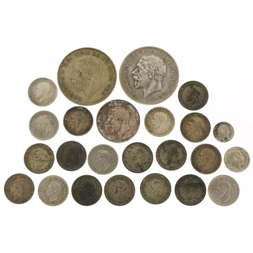 2143 - Pre 1947 British coinage including half crown, shillings and threepence pieces and an Edward VII 190... 