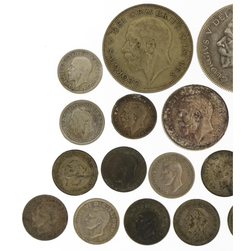 2143 - Pre 1947 British coinage including half crown, shillings and threepence pieces and an Edward VII 190... 