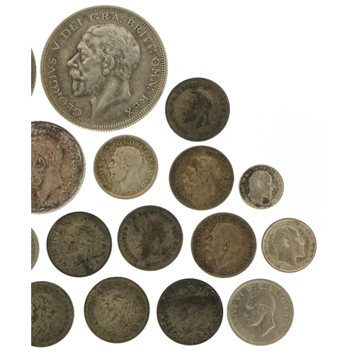 2143 - Pre 1947 British coinage including half crown, shillings and threepence pieces and an Edward VII 190... 