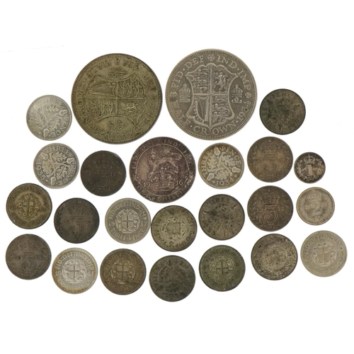 2143 - Pre 1947 British coinage including half crown, shillings and threepence pieces and an Edward VII 190... 