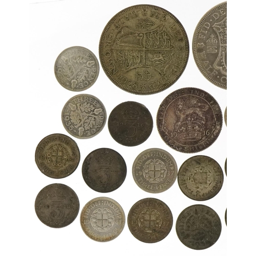 2143 - Pre 1947 British coinage including half crown, shillings and threepence pieces and an Edward VII 190... 