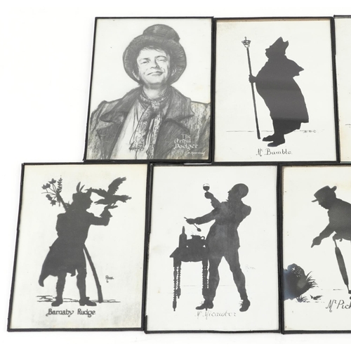 3555 - B Ross-Craig - Collection of pencil drawings and silhouettes including Mr. Pickwick, Fagin and The A... 