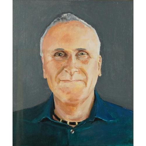 3529 - Portrait of a man, contemporary Modern British school oil on canvas within a beech frame, 62cm x 52c... 