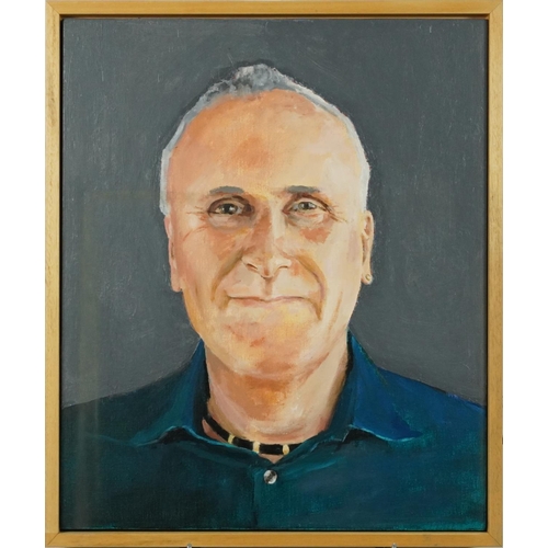 3529 - Portrait of a man, contemporary Modern British school oil on canvas within a beech frame, 62cm x 52c... 