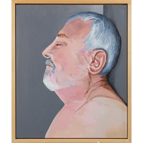 3493 - Portrait of a man, contemporary Modern British school, oil on canvas within a pine frame, 62cm x 51c... 