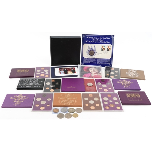 2174 - Boxed proof coin sets including 1970 Northern Ireland, five pound coin and a coin album containing 1... 