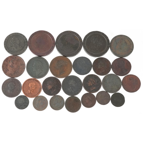 2162 - 18th and 19th century bronze coinage including Cartwheel twopence pieces, pennies, half pennies and ... 