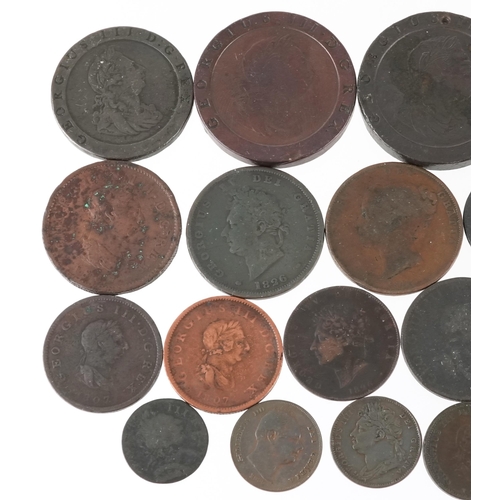 2162 - 18th and 19th century bronze coinage including Cartwheel twopence pieces, pennies, half pennies and ... 